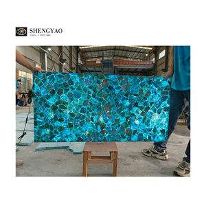 <span class=keywords><strong>Encimera</strong></span> de barra de piedra translúcida de apatita de cuarzo cristal retroiluminado <span class=keywords><strong>azul</strong></span> <span class=keywords><strong>turquesa</strong></span> personalizada - Product Image 3