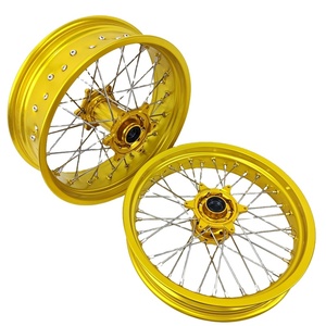 Juego de Ruedas CNC <span class=keywords><strong>Supermoto</strong></span> de 17 Pulgadas con Llantas y Mazas Doradas en Oferta para EXC SXF <span class=keywords><strong>HONDA</strong></span> CRF250R 2014-2024 CRF450R 2013-2024 - Product Image 1