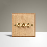 Interrupteur à bascule en laiton avec panneau en bois massif naturel, 1 à 3 modules, prise murale universelle multi-standard, style rétro vintage pour hôtel et maison