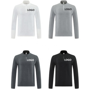 T-Shirt Fitness Personalizzata per Uomo, <span class=keywords><strong>Abbigliamento</strong></span> Sportivo Autunno-Primavera, Grigio con Zip 1/4, Vendita all'Ingrosso, Design Lul per Palestra - Product Image 5