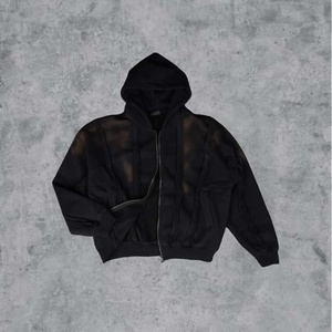 Sudadera con Capucha de Moda Urbana Personalizada al por Mayor para Hombre, 100% Algodón, Sudadera Holgada de Felpa Lavada - Product Image 2