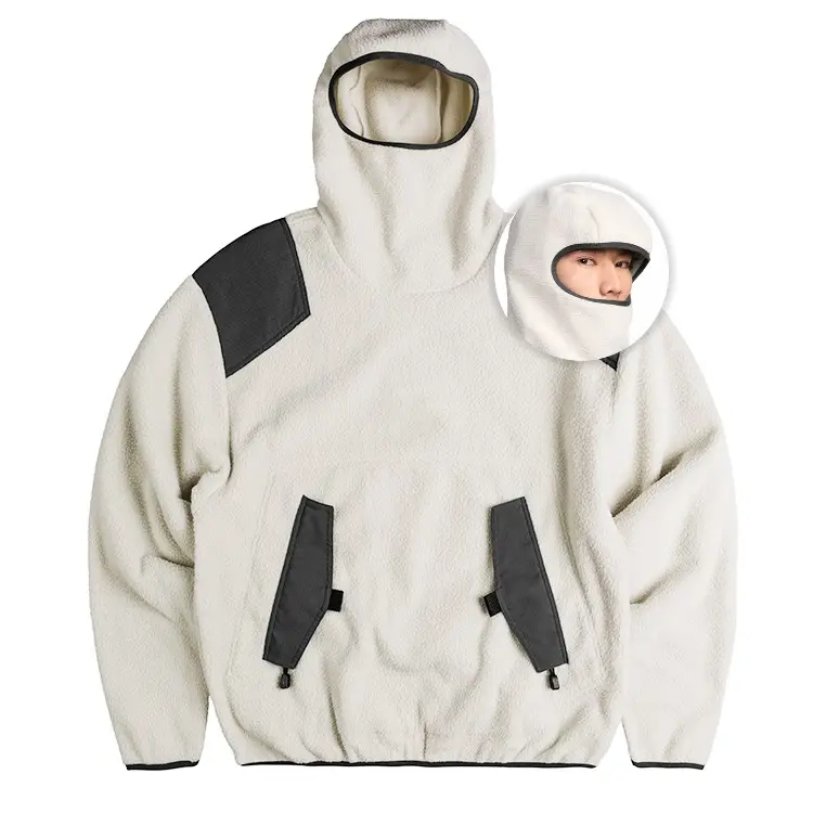 Design personnalisé Pull intégral à capuche Sweats à capuche surdimensionnés Sherpa personnalisés Poche latérale Sweats à capuche de haute qualité