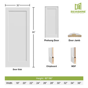 Puerta Interior de Diseño de Una Sola Hoja 2024, 30x80 Pulgadas, Núcleo Hueco Moldeado, Color Blanco Imprimado, para Casas - Product Image 3