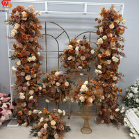 SMOOTH Ensemble d'arrangements floraux artificiels pour mariage, marron caramel automnal, chemin de table floral en roses de soie orange brûlé pour la décoration d'événements et de fêtes