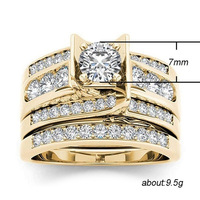 Vente en gros de bagues de fiançailles de style INS à la mode, serties de diamants, plaquées or, avec zircon 3A, pour femmes