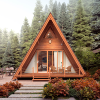 Maison en bois préfabriquée en forme de A, villa de luxe, petite maison avec terrasse confortable et chambre à coucher