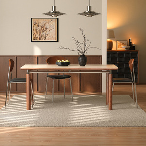 Mesa de Comedor Bauhaus de Bambú con Superficie de Roca, Estilo Retro Francés, Desmontable, Rectangular, para Apartamentos Pequeños, Estilo Mediados de <span class=keywords><strong>Siglo</strong></span> - Product Image 1