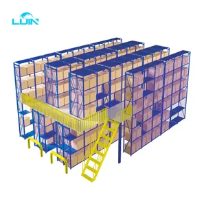 Mezzanine Platform Lantai Rak Rak Gudang Baja Multi Level Perlindungan Korosi