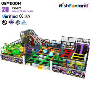 Aire de jeux commerciale intérieure sur le thème des animaux de la jungle primitive, parc de trampolines pour enfants, équipement de terrain de jeux intérieur - Product Image 1