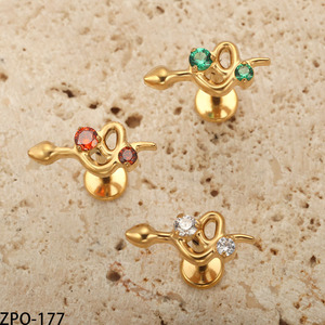 เครื่องประดับเจาะแฟชั่น VIEN Jewellery ZPO-177 ทำจากไทเทเนียม ASTM F136 รูปทรงเปลือย ประดับเพชร CZ แบบหลังแบน สำหรับเจาะริมฝีปาก จมูก - Product Image 4