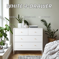 Commode blanche moderne à 4 tiroirs, écologique, pour enfants, armoire de rangement, chambre d'enfant, placard de bébé, table de chevet, salon