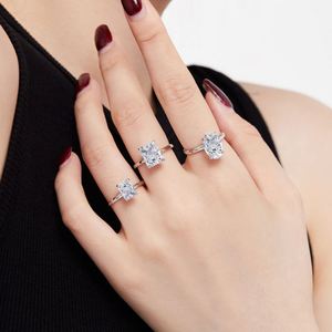 Dylam 925 Sterling Silver Rhodium 18K Gold Plated Solitaire 3.5 Carat 8A Crushed <b>Iced</b> Out Cut Engagement Promise Wedding <b>Rings</b> - Product Image 5