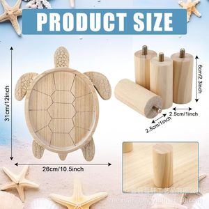 Turtle Shaped Wooden <b>Tray</b> With Raised Edge For Bathroom <b>Storage</b> Bohemian Style - Product Image 4