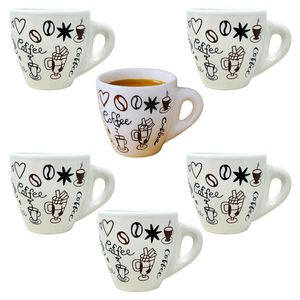Set di 6 tazze da caffè in porcellana stile Vintage da 60ml e 250ml di capacità gusto e stile perfetto per gli hotel - Product Image 1