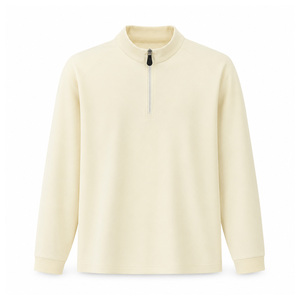 T-shirt à manches longues pour homme, col montant, demi-zip, couleur unie, 260G, coton, polyester, élasthanne, <span class=keywords><strong>Mamba</strong></span> OEM, vente en gros - Product Image 1