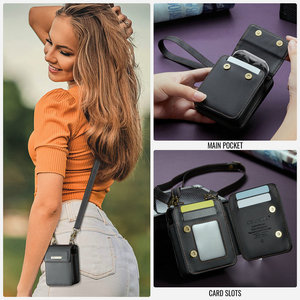 Funda Cartera Universal de Cuero CaseMe Z Flip con Correa Cruzada, Protector de Tarjetas RFID para Samsung <span class=keywords><strong>Buds</strong></span> 3 <span class=keywords><strong>2</strong></span> FE, Bolsa, Caja, Mini Bolsos - Product Image 5
