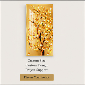 Arte Murale Albero Dorato in Ferro e Alluminio, Sfondo Nero, Immagine Naturale per Soggiorno, Ingresso, Hotel, Interni <span class=keywords><strong>di</strong></span> Lusso Art Déco - Product Image 6