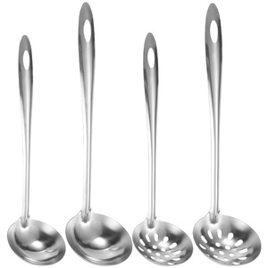 Ensemble de louches à soupe en acier inoxydable avec manche en plastique, cuillère ajourée pour la cuisine domestique, compatible lave-vaisselle, design à 7 points - Product Image 5