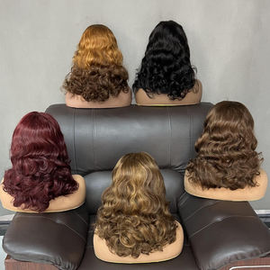 Cheveux bruts alignés sur la cuticule, Fournisseurs de cheveux indiens, Perruque à dentelle frontale 13x4 SDD 14 pouces, couleur 3 tons, vague océanique - Product Image 4