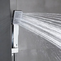 Panneau de douche en acier inoxydable noir laqué couleur acier d'origine avec jets pluie et cascade, et commandes à 5 fonctions pour salle de bain