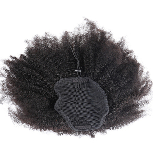 8 pulgadas Afro Puff moño de cabello humano moño postizo para mujer peluca cordón Cola de Caballo rizado Clip en extensiones cola de caballo - Product Image 3
