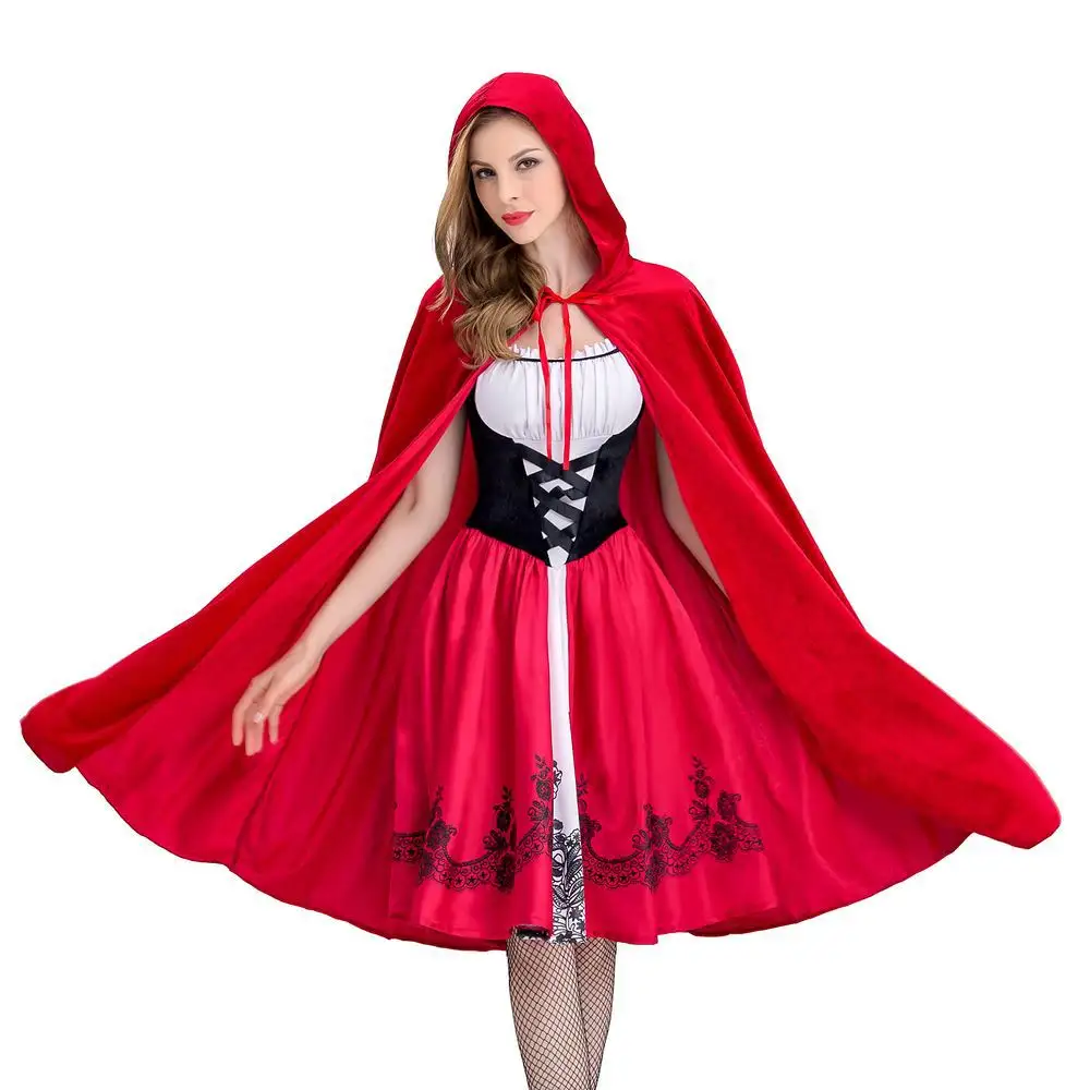 Costume de petit chaperon rouge pour femmes, robe fantaisie Cosplay, <span class=keywords><strong>Anime</strong></span>, uniforme de jeu fantaisie, pour Halloween, pour adultes
