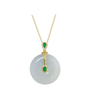 Chaîne de cou en jade birman naturel poli à la main, de qualité supérieure, en forme de donut, pour femmes, idéale pour les banquets et le quotidien, bijou luxueux - Product Image 1