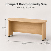 Table console en MDF naturel, profil mince pour derrière le canapé, plateau incurvé, pieds réglables