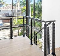 Lot de 3 garde-corps en câble YL, main courante pour terrasse, escalier, 30x50 mm, intérieur/extérieur, 74 pouces