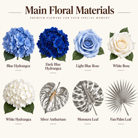 Gapura Bunga Hydrangea Biru Perak dengan Rangka Logam Kolom Ganda, Latar Belakang Bunga Sutra untuk Pesta Pernikahan