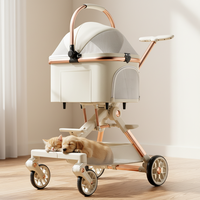 Fournisseur chinois en gros de poussettes pliantes de luxe à 4 roues pour animaux de compagnie, confortables pour les voyages en plein air, pour chiens et chats