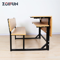 Table d'école double en bois ZOIFUN personnalisée pour projets gouvernementaux au Moyen-Orient