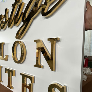 Lettere alfabetiche con taglio Laser con specchio oro personalizzato con specchio in oro illuminate per lucidare la placca per decorazione include il tabellone - Product Image 1