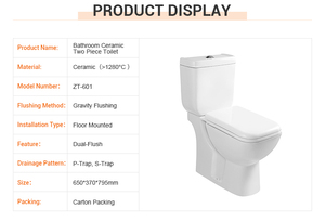 Toilette in Ceramica a Due Pezzi Economica con Design Allungato e Risparmio Idrico per Africa e Sri Lanka - Product Image 2