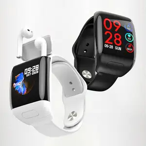 Jam Tangan Pintar 2 In 1, 8 Fungsi Monitor Jantung Olahraga Bt Earphone Reloj Jam Tangan Pintar/Jam Tangan Pintar dengan Earbud Set Nirkabel