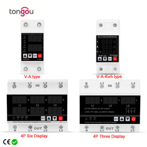 Pelindung Tegangan Rel DIN 1P+N 2P 4P Layar Tampilan Dapat Disesuaikan Proteksi Overvoltage dan Undervoltage Relay 1-63A 230V TONGOU - Product Image 1