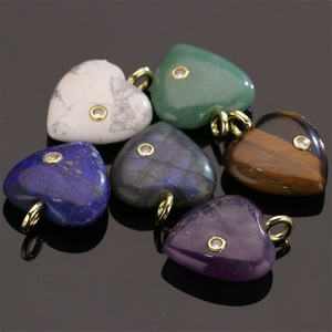 All'ingrosso naturale vero quarzo pietre preziose e pietra di cristallo gioielli amore cuore collana ciondolo - Product Image 4