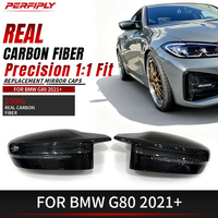 Coque de rétroviseur latéral en fibre de carbone sèche Perfiply avec LED pour BMW G80 M3 2021+ – Style de remplacement du boîtier de rétroviseur