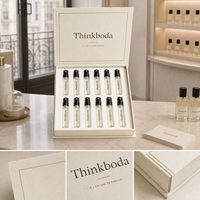 Boîte de découverte de parfums de luxe personnalisée, 12 emplacements, emballage en carton rigide crème pour ensemble de flacons de parfum, professionnel