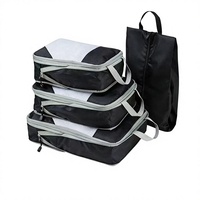 Ensemble de cubes de compression en tissu personnalisés, sacs de rangement de voyage imperméables, organisateurs de bagages pliables avec sac à chaussures