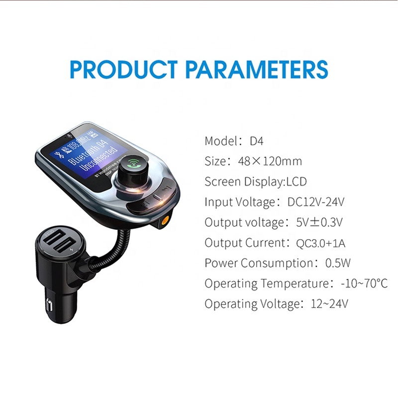 Sans Fil Multifonctionnel Kit de Voiture Mains Libres Bluetooth/Adaptateur Émetteur FM/Appel/Mp3 Lecteur ports USB pour chargeur