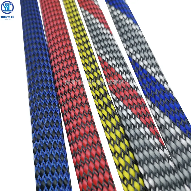 Manga expansível trançada multi-cor, para fio de fio, cobertura de fios, manga de isolamento, gerenciamento de cabos