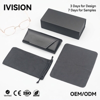 Lot de 4 étuis rigides pour lunettes avec couvercle magnétique, coffret cadeau anti-pression, logo personnalisé, OEM en stock