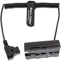 Câble d'alimentation enroulé Alvin's Cables D-Tap vers batterie factice NP-F pour Atomos Ninja V |   Shinobi, SmallHD, Feelworld Monitor etc.