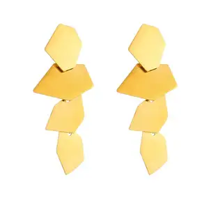 Dongguan Minos Stainless Steel Jewelry Fashion Waterproof Long Dangle Earrings Irregular Geometric Earrings for Women