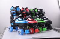 PAPAISON Chaussures de roller pour enfants à double rangée de roues réglables en PU avec lumières clignotantes