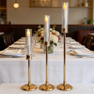Candelabro Moderno de Acrílico con Baño de Oro para Velas Cónicas, Centro de Mesa para Hogar, Bodas y Fiestas - Product Image 2