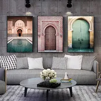 आधुनिक नॉर्डिक मोरक्को दरवाजा विंटेज पोस्टर विश्व प्रसिद्ध वास्तुकला कला चित्र मुद्रित कमरे में रहने वाले कैनवास चित्र गृह सजावट