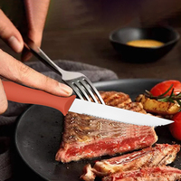 Ensemble de 6 couteaux à steak dentelés conformes à la norme EPR, lame en acier inoxydable, manche en PP, emballage en boîte écologique