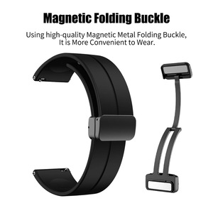 Carpeta magnética hebilla correa de reloj de silicona para <span class=keywords><strong>Samsung</strong></span> Galaxy Watch 5 <span class=keywords><strong>4</strong></span> imán de goma hebilla plegable 20MM 22MM correa de pulsera - Product Image 4